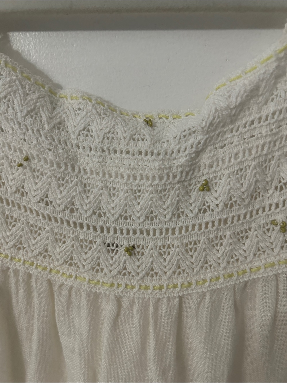 Free People Cream Crochet Yoke Tribal Tiered Bohemian Tank Top Size Small - Picture 12 of 15